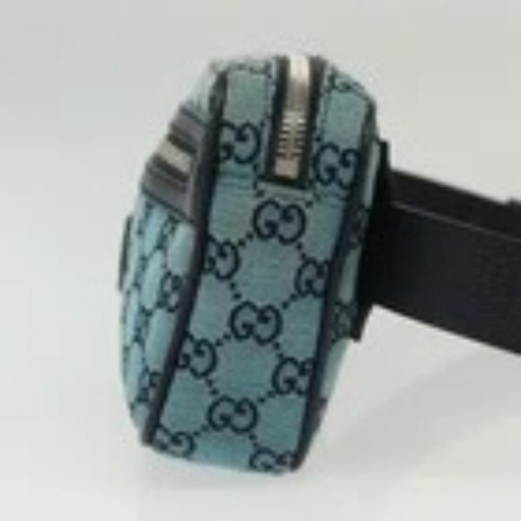 GUCCI GG Canvas Waist Bag Blue Silver 658657 Auth 139364 - Picture 6 of 16